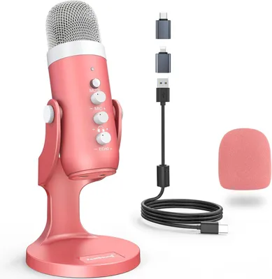 Produktbild von USB Mikrofon K66 mit Rauschunterdrückung, Mute, Echo & Gain, für PC, Mac, iPhone, Android, PS4/PS5, Streaming, Gaming, Podcast, YouTube, ASMR