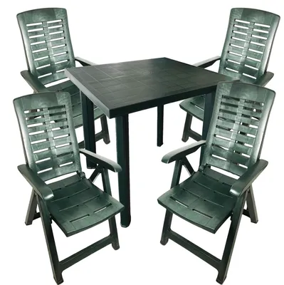 Produktbild von Outdoormöbel Gartengarnitur Bistrogarnitur 5-teilig Grün 80x75xH72cm
