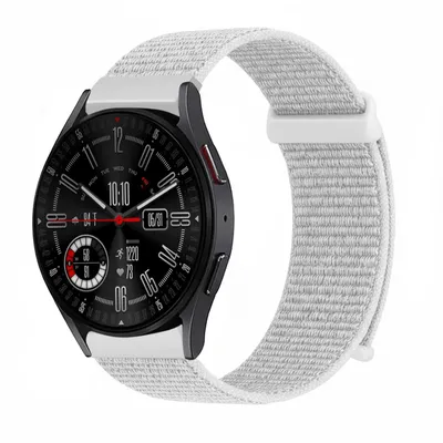 Produktbild von Smartwatch Armband für Samsung Galaxy Watch4 Classic 42mm Nylon Textil Band Ersatzband Wechselband Klettverschluss flexibel atmungsaktiv Weiß