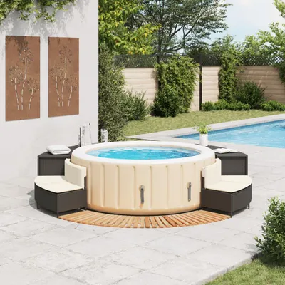 Produktbild von vidaXL Whirlpool-Umrandung Schwarz Poly-Rattan und Massivholz Akazie