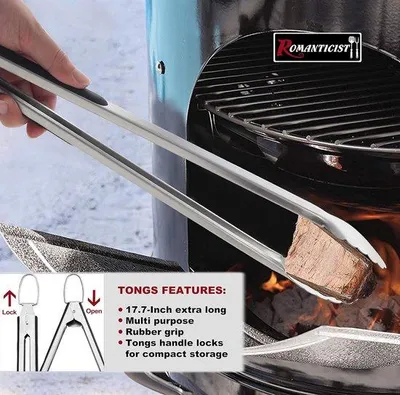 Image de Set d'ustensiles de barbecue, 20 pièces, en acier inoxydable, dans un coffret en aluminium, set d'accessoires de camping, idéal pour les papas, avec sac isotherme portable