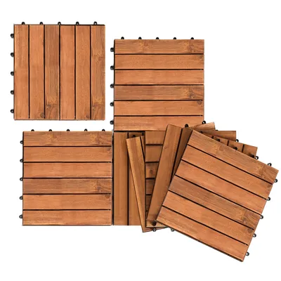 Produktbild von Fiqops Holzfliesen 55 fliesen Terrassenfliesen 5㎡ Akazien bodenfliesen 30x30cm Klickfliese Bodenbelag Drainage wetterfest