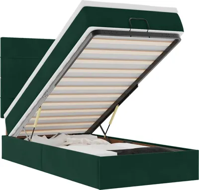 Image de vidaXL Ottoman-lit avec matelas vert foncé 90x190 cm velours