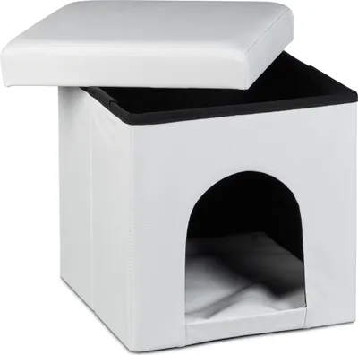 Obrázok produktu pre 2-dielna sada Home Sweet Hund Deluxe XL, biela prepravka pre psov, podsedák s úkrytom pre zvieratá, dvojitá miska s nastaviteľnou výškou, kŕmna stanica