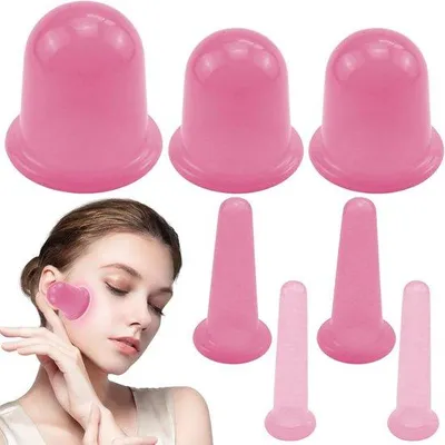 Produktbild von Cupping-Set aus Silikon, 7 Stück, für Gesicht und Körper, zur Anti-Aging-Behandlung und zur Reduzierung von Cellulitis