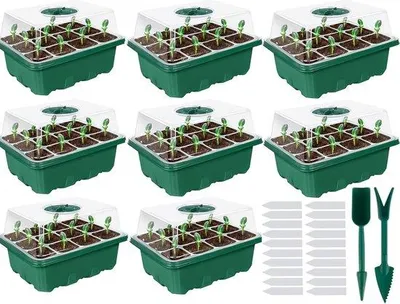 Productafbeelding van Famanu zaailingkweekbak, set van 8 - Mini-broeikas voor planten