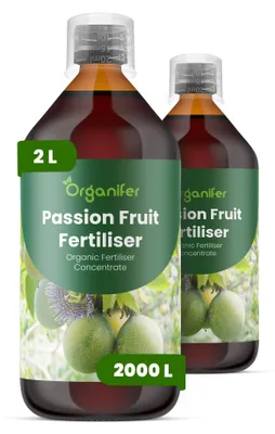 Produktbild von Passionsfrüchte Flüssigdünger 2x1L – 2-1-8 NPK – Flüssig-Pflanzendünger für Passionsfrüchte – Organifer