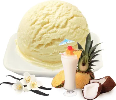 Produktbild von Vanille Pina Colada Low Carb Eis Pulver Vegan Zucker-, laktosefrei 333 g