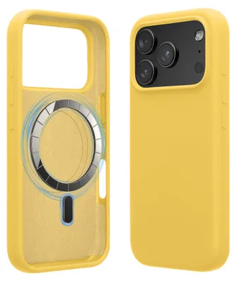 Produktbild von kwmobile Hülle kompatibel mit Apple iPhone 17 Pro Max Hülle - magnetisches Silikon Case kompatibel mit MagSafe - Cover gummiert Strahlend Gelb