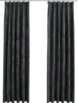 Produktbild von vidaXL Verdunkelungsvorhänge mit Haken 2 Stk. Samt Anthrazit 140x245cm