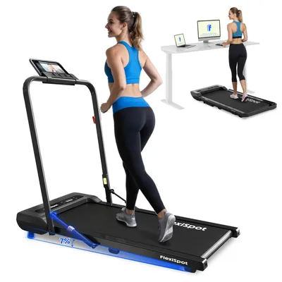Produktbild von FLEXISPOT Laufband Walking Pad 1-12 km/h für Zuhause & Büro, bis 140 KG, 2 in1 tragbar mit APP-Funktion LED-Display Fernbedienung, Schmiermitteln