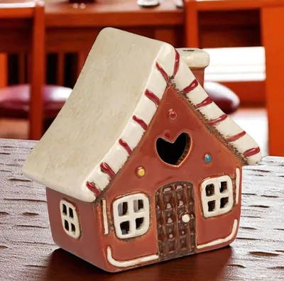 Produktbild von formano Set Windlicht Haus 16 cm Herbst Weihnachtsdeko Keramik handbemalt