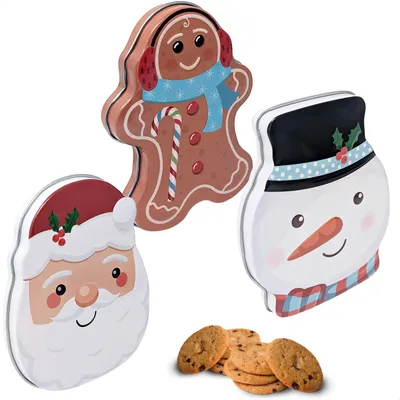 Produktbild von com-four® 3x Keksdose, Blechdose für Weihnachtskekse, weihnachtliche Vorratsdose mit Deckel, Aufbewahrungsbox für Cookies, Süßigkeiten und Geschenke [Auswahl variiert]