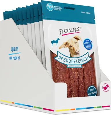 Produktbild von DOKAS - Pferdefleisch getrocknet 12er Pack (12 x 60g)