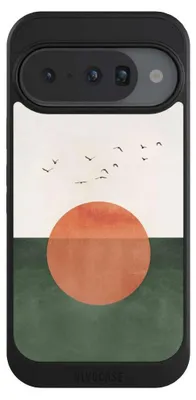 Produktbild von NIVOCASE Hülle für Google Pixel 10  Handyhülle NIVOcore Case Schwarz Sonnenschein Sonnenuntergang Vogel