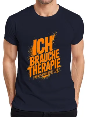 Productafbeelding van Ik heb therapie nodig. Een psycholoog. Los statement. Heren T-shirt, marineblauw, maat XL