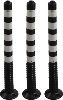 Produktbild von 3er Set schwarz Absperrpfosten 1m flexibel reflektierend