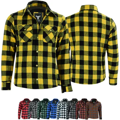 Produktbild von Herren Motorradhemd Lumberjack Holzfäller Hemd motorradjacke mit Protektoren, Größe:50/M, Farbe:Gelb