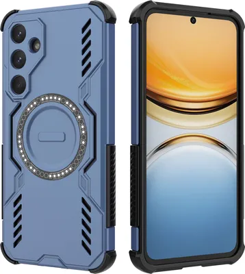 Image de Etui magnétique pour Samsung Galaxy A55, bumper hybride PC et TPU, aérations pour la dissipation de la chaleur Etui Bleu