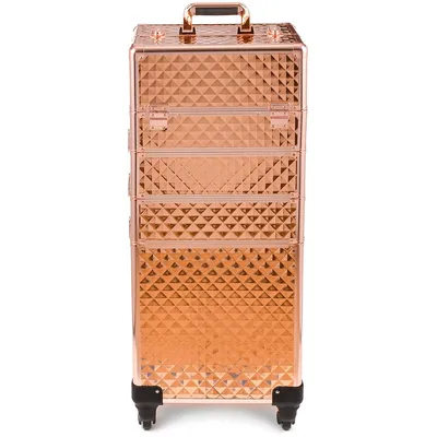 Produktbild von Kosmetikkoffer Trolley Rose Gold 70L Aluminium Make-up Koffer auf Rollen