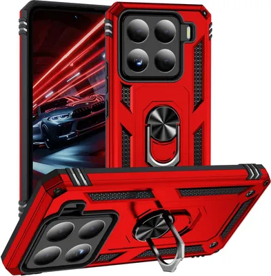 Produktbild von Mobigear Armor ring  Xiaomi 15 Hülle Hardcase Backcover Stoßfest mit Ringhalter - Rot