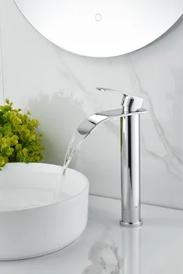 Wasserfall Waschtischarmatur Einhebelmischer Chrom Edelstahl