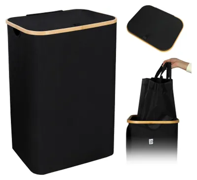 Produktbild von Freetoo Wäschekorb mit Deckel, Faltbar Wäschebox Wäschetruhe Wäschetonne, Wäschesammler mit herausnehmbaren Wäschesäcke, 100 Liter