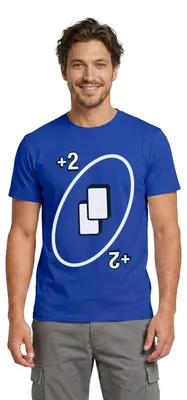 Produktbild von Spreadshirt UNO Karten Kostüm +2 Zwei-Ziehen-Karte Männer T-Shirt, XXL, Dunkelblau