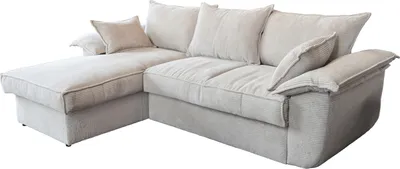 Produktbild von KAWOLA Sofa DAMETO Ecksofa Bettsofa Schlafsofa mit Stauraum Cord weiß Recamiere links