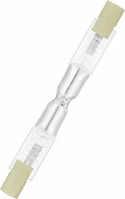 A single linear halogen light bulb against a white background.