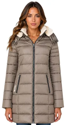Imagen del producto de Parka para mujer, marca Geographical Norway, modelo CARENNE, color marrón gris oscuro, talla L (referencia: WZ5514F/GN-TAUPE)