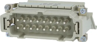 Produktbild von HARTING Han 16ES Anschlussverteiler Stifteinsatz (M) ""links"" Käfigzugfederanschluss, 16-polig+PE 500V, 16A - 1 Stück