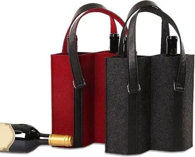 Immagine prodotto di Sacchetti regalo riutilizzabili per uomo - Vino, prosecco e champagne - Rossi e neri - Set da 2 pezzi