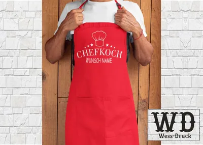 Produktbild von Grillschürze Kochschürze Chefkoch mit WUNSCHNAME Rot Weiß