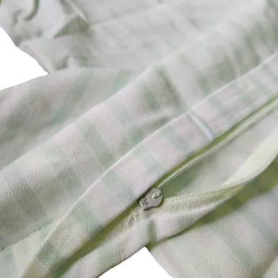 Produktbild von Seitenschläferkissen Bezug 40x145 cm Stillkissen Kissenbezug Kissenhülle 100% Baumwolle mit Reißverschluss Grün Weiß Gestreift
