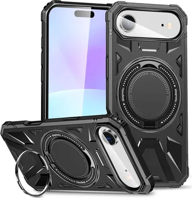 Produktbild von Hülle für iPhone Air Kompatibel mit MagSafe, Dual Layer Robuste Schutzhülle, Magnetischer Ringständer Schwarz