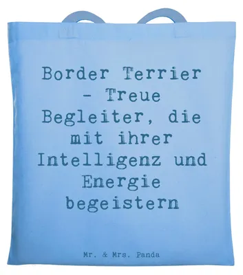 Produktbild von Mr. & Mrs. Panda Tote Bag Spruch Border Terrier Freunde - Sky Blue - Geschenk, lebhafte Hunde, einkaufsshopper, Beutel, Tasche, Jutebeutel, Hunderassen, Shopping, loyal