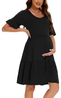 Imagen del producto de Vestido de maternidad con mangas cortas y diseño fruncido