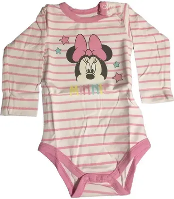 Produktbild von Langarm-Body für Kleinkinder - "Minnie" - weiß-rosa gestreift, 80
