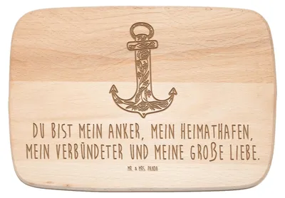 Produktbild von Mr. & Mrs. Panda Schneidebrett Anker Blau - Transparent - Geschenk, Holzbrett, schneidbrett, Lustige Sprüche, vesperbrett, Frühstücksbrett, Frühstücksbrettchen