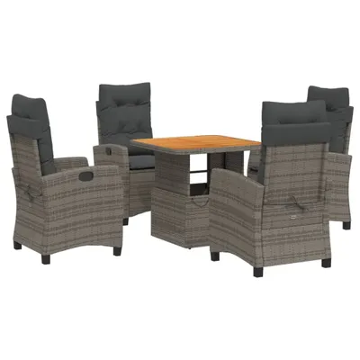 Produktbild von vidaXL 5-tlg. Garten-Essgruppe mit Kissen Grau Poly Rattan