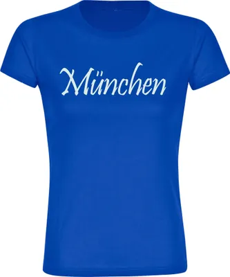 Produktbild von multifanshop Damen T-Shirt - München blau - Schriftzug, blau, Größe XL