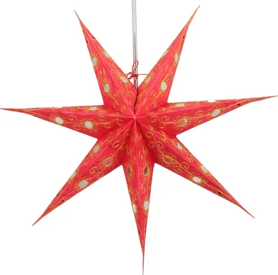 Produktbild von Faltbarer Advents Leucht Papierstern, Weihnachtsstern 60 cm - Agamemnon, Rot, Star Fensterdeko, 7 Spitzen