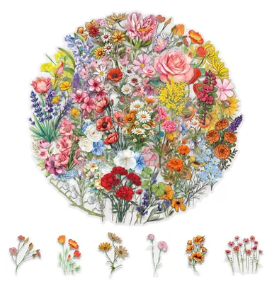 Transparente Blumenaufkleber, 126 Stück, wasserdicht, selbstklebend