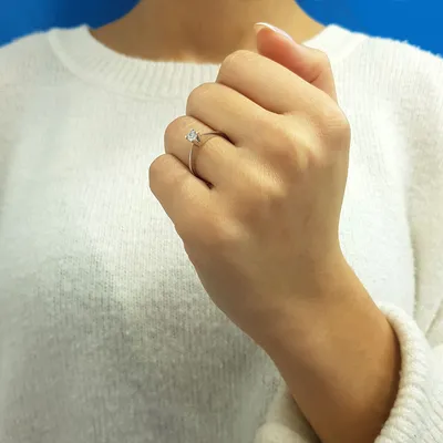 Produktbild von 0,19 Carat Solitär Damenring 14 Karat Weißgold - 53 (16,80 mm)