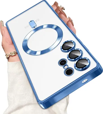 Image de Etui pour Samsung Galaxy S24 Ultra Magnetic Transparent Case with Magsafe and Camera Cover Blue