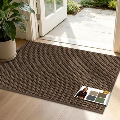 Immagine prodotto di Tappetino per interni, 60 x 90 cm, marrone. Tappetino antiscivolo, lavabile, ideale per raccogliere lo sporco, design piatto