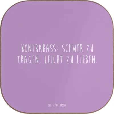 Produktbild von Mr. & Mrs. Panda Tassen Untersetzer Kontrabass Liebe - Lavendeltraum - Geschenk, Tischuntersetzer, gläseruntersetzer, Instrument, Jazzbands, Coaster, Lernen, Musiker