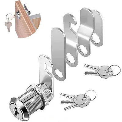 Produktbild von Hemmungsschloss für Möbel, Schrank, Schreibtisch, Geschäft, Büro - Durchmesser 16 mm - 5 Schlösser, inklusive 5 verschiedenen Schlösserpflastern