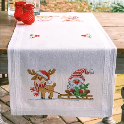 Kreuzstich-Set Tischläufer Rentier vorgedruckt 40x100 cm